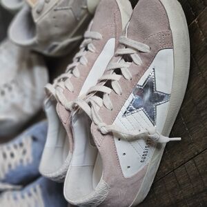 Golden Goose Superstar Pink and White Star Sneakers